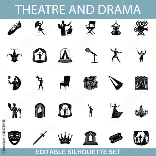 Theatre, Drama, Icons, Silhouette, Stage, Acting, Performance, Costume, Film, Play