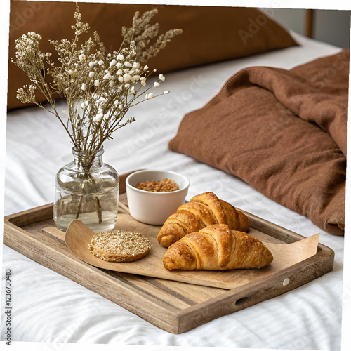 close up photo of croissants brown sugar and drie photo