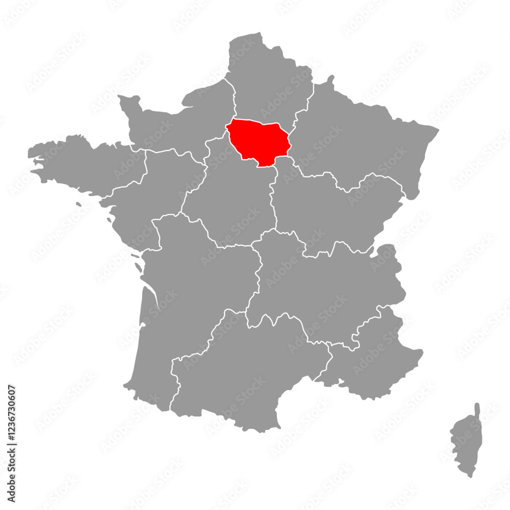 Fototapeta premium Isle of France map symbol shape, travel web flat concept icon symbol vector .