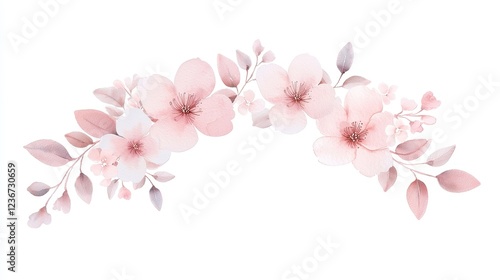 Blush Watercolor Floral Garland, Elegant pastel blooms entwined in a delicate arrangement, perfect for enhancing romantic invitations with a touch of whimsy and charm.