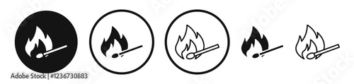 Match fire icon set. vector icons for apps and website ui design