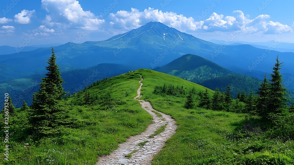 Obraz premium Mountain range stone path cloudscape