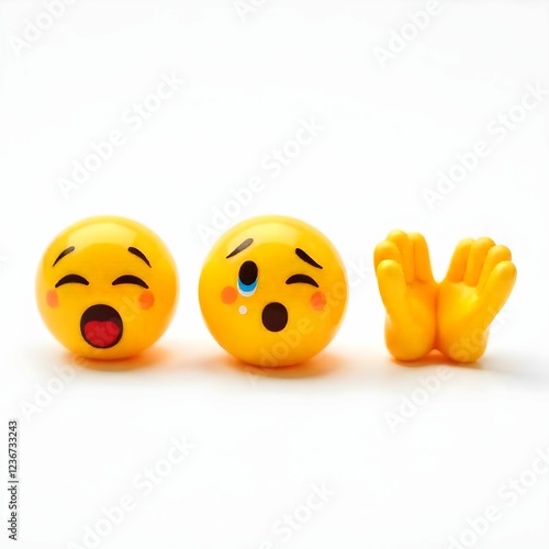 group of smiley faces on white background