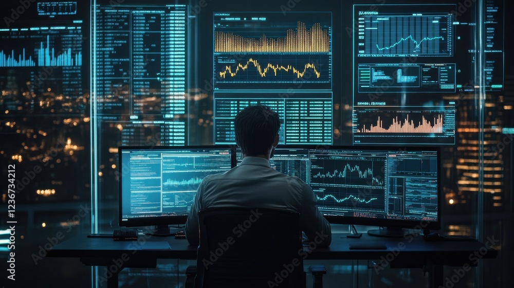 financial analyst working on investment strategies with data analysis financial analyst working on investment strategies with data analysis
