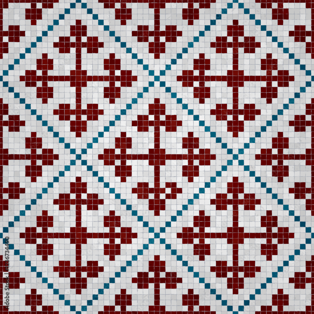 Fototapeta premium Scandinavian style seamless mosaic tiles pattern