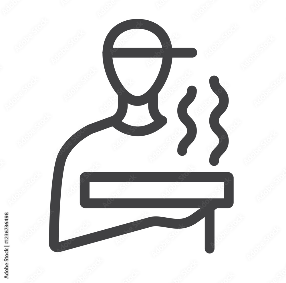 Online internet food delivery concept. Flat lined thin isolated icon Online internet food delivery concept. Flat lined thin isolated icon
