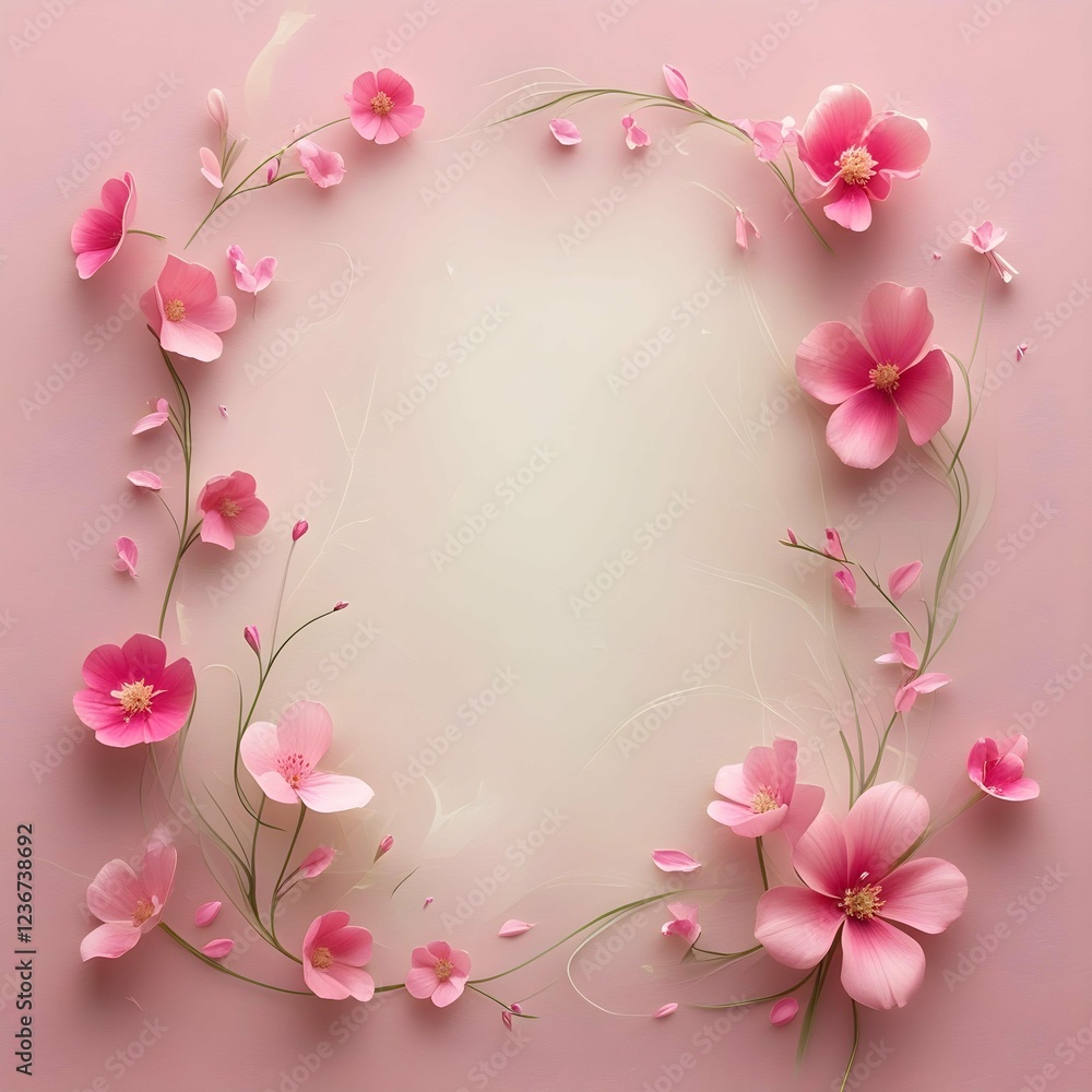 Fototapeta premium pink background with flowers