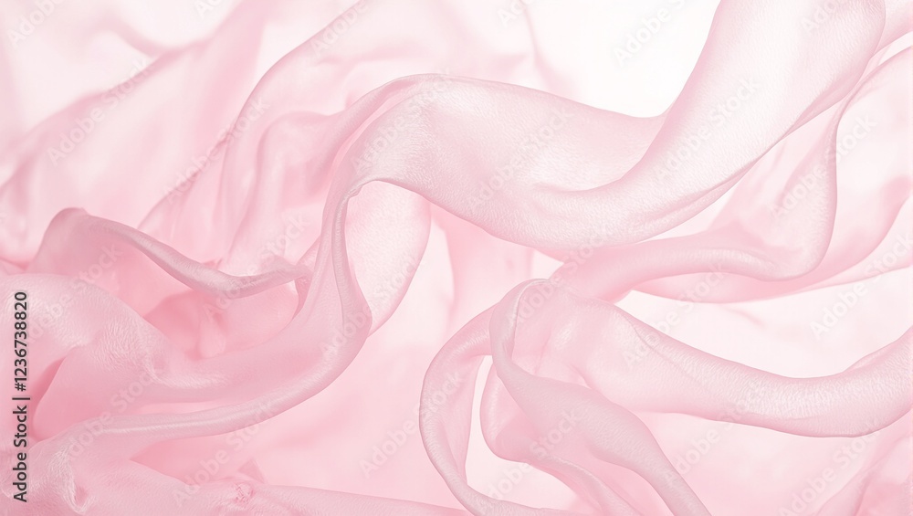 Soft pastel pink chiffon fabric with diaphanous layers creating subtle gradients Soft pastel pink chiffon fabric with diaphanous layers creating subtle gradients