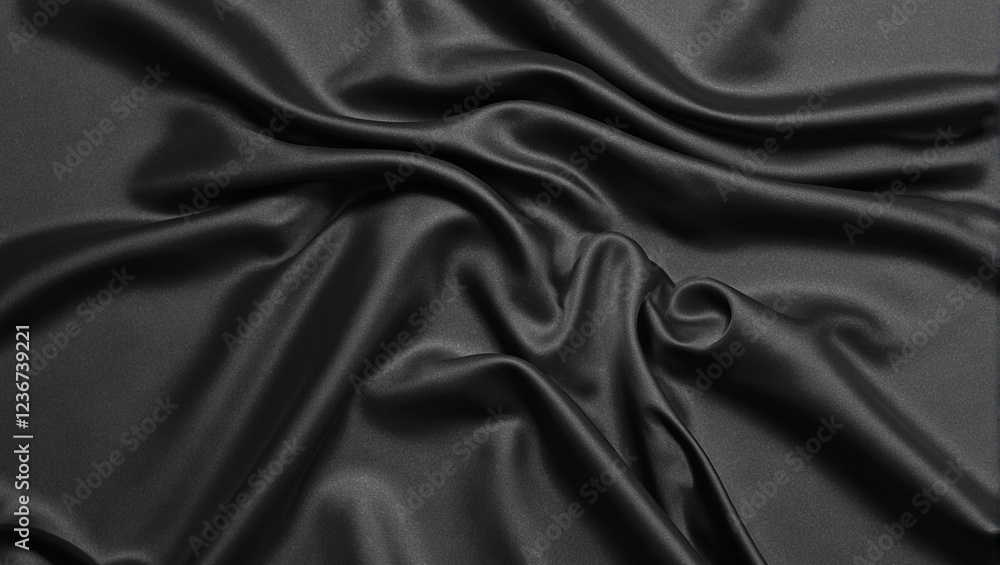 Fototapeta premium Elegant charcoal gray satin fabric with sleek waves and reflections