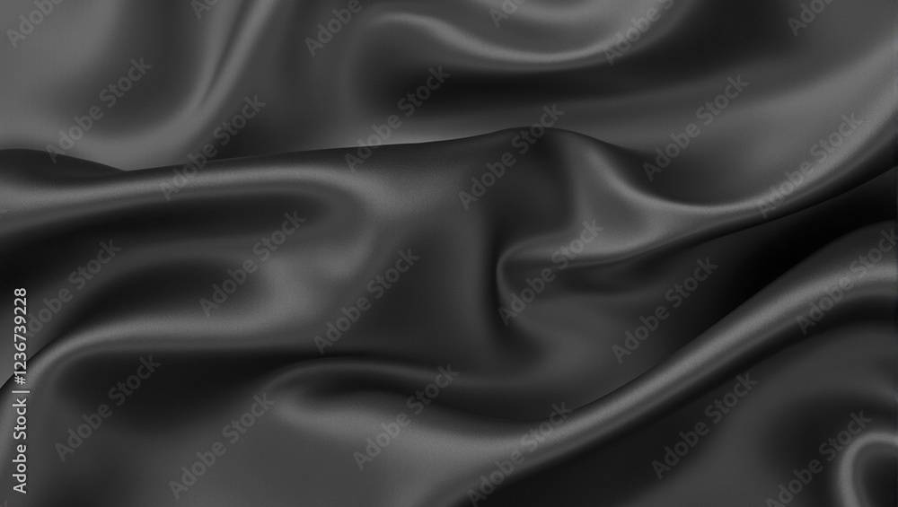 Elegant charcoal gray satin fabric with sleek waves and reflections Elegant charcoal gray satin fabric with sleek waves and reflections