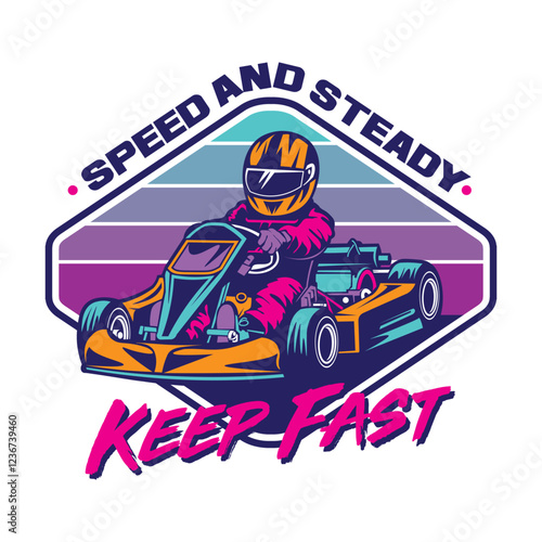 go kart racing vector illustration, perfect for t-shirt design and team logo design