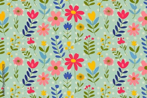 Wallpaper Mural Vibrant Floral Pattern Torontodigital.ca