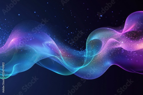 Swirling abstract colorful ribbons on dark background. For website banner or digital design use