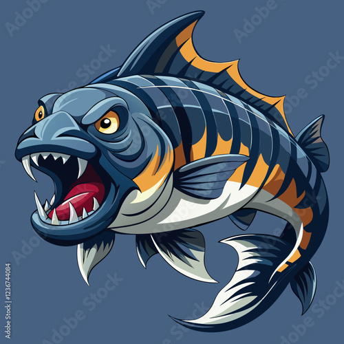 Highly Detailed Goliath Tiger Fish Digital Illustration with Sharp Teeth and Silver Scales