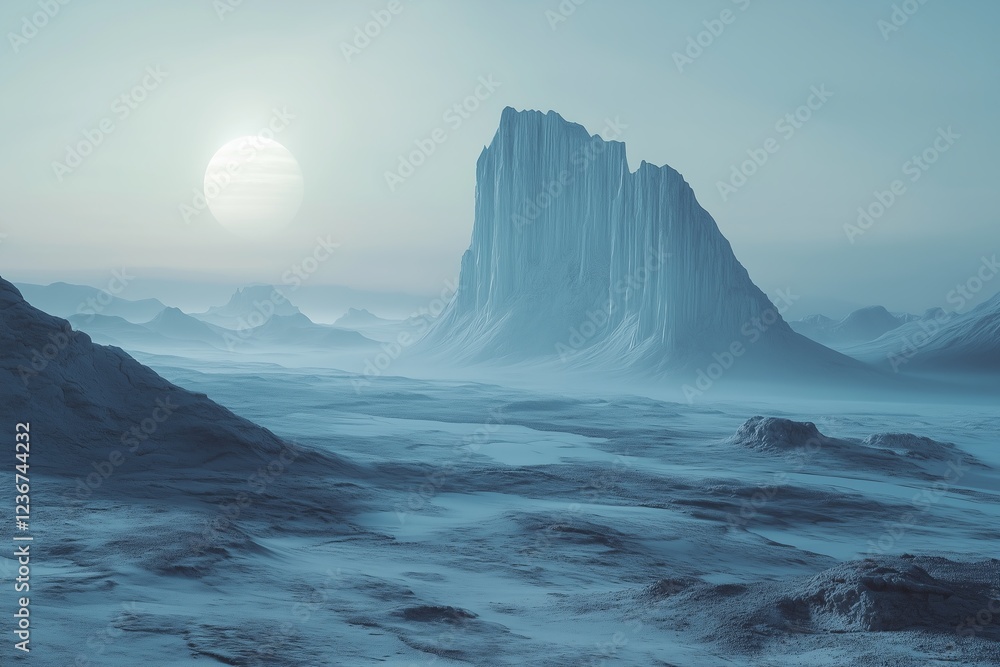 Fototapeta premium Frozen alien landscape with towering ice formations........