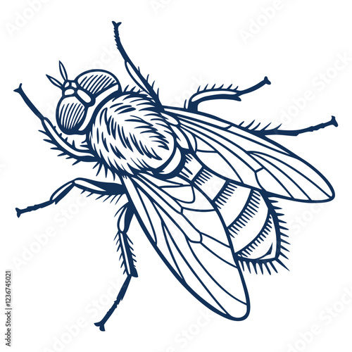 fly in engraved style  vector image