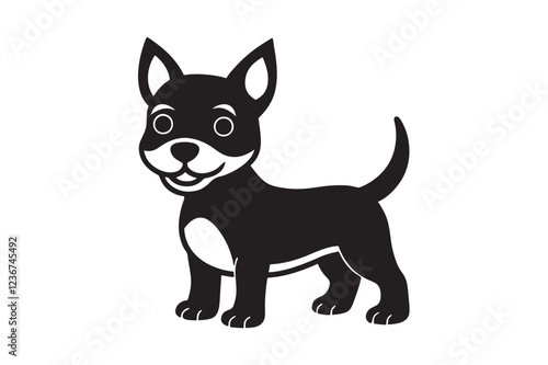 Cute dog vector icon black and white silhouette. (4)