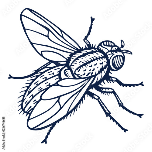 fly in engraved style  vector image