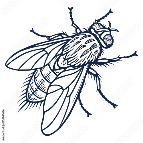 fly in engraved style  vector image