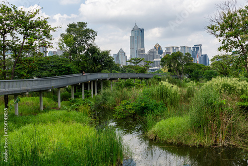 View of Bangkok from the Benjakitti Forest Park