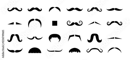 collection of black mustache element