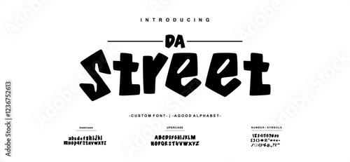 Modern Bold Font. DA STREET Font. Number Typography urban style alphabet fonts for fashion, sport, technology, digital, movie, logo design, vector illustration