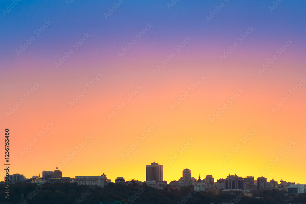 City sunset town panoramic landscape, sunset city, Kyiv, Ukraine City sunset town panoramic landscape, sunset city, Kyiv, Ukraine