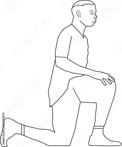 the illustration of man doing a silent kneeling pose.
