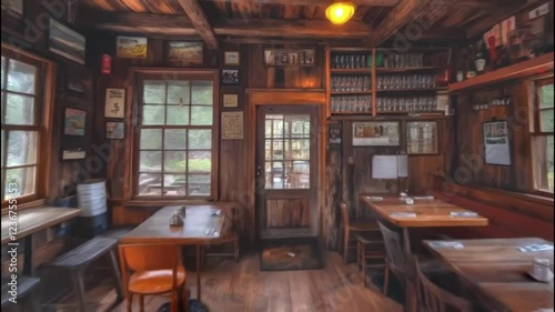 Wallpaper Mural Cozy rustic restaurant interior with wooden decor and warm lighting. Torontodigital.ca