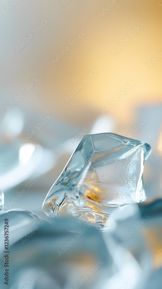 91. A single fragment of glass in focus, with other pieces blurred in the background, soft gradient behind it 91. A single fragment of glass in focus, with other pieces blurred in the background, soft gradient behind it