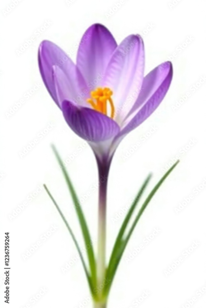 Naklejka premium Delicate crocus flower isolated on white background, nature, flowers, blossom