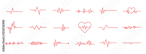 set of heartbeat with heart element