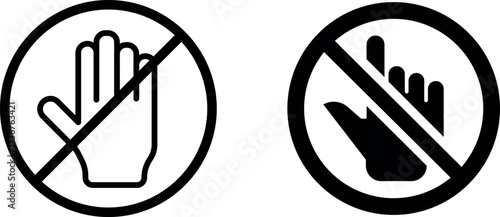 Don't Touch Vector Icon Set – Warning, Safety, and Protection Symbols