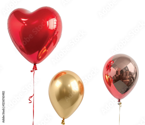 Realistic Helium Balloon PNG file- Blue, Red, Gold, Pink, Pastel & Heart-Shaped Foil