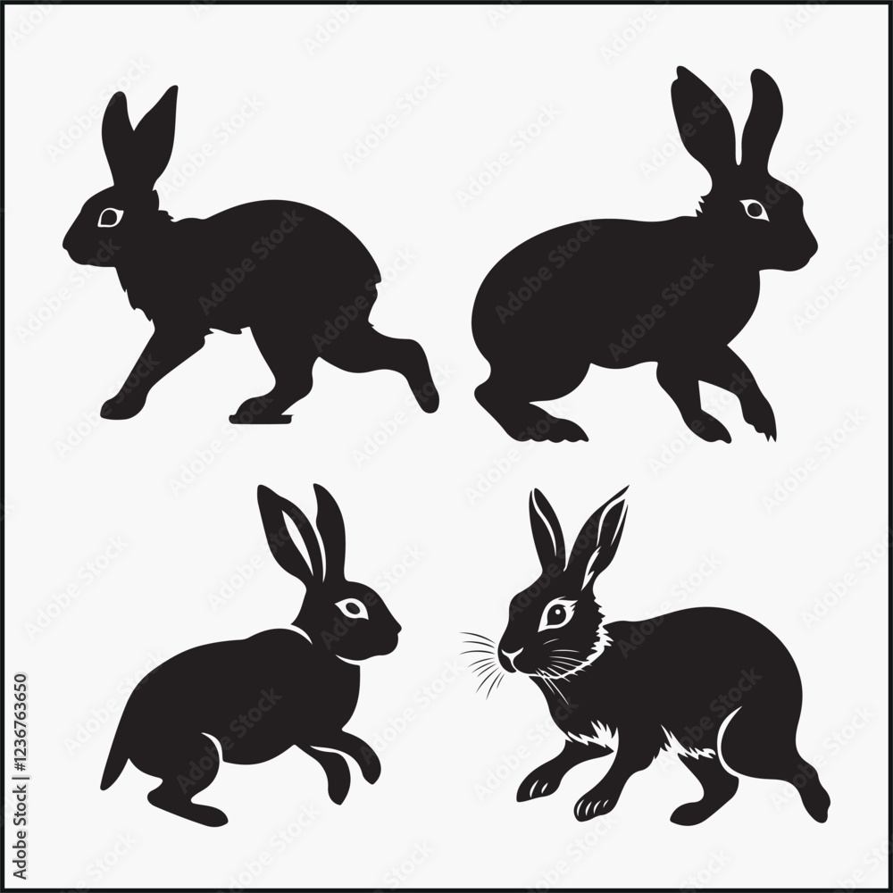 Fototapeta premium Rabbit hopping silhouette