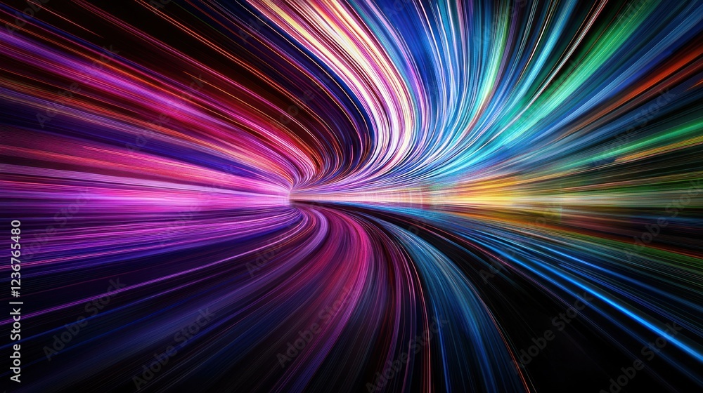Abstract Colorful Light Trails Swirling In The Dark Abstract Colorful Light Trails Swirling In The Dark