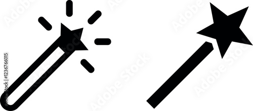 Enchanting Magic Wand Vector Icon Set – Mystical Powers and Magical Symbols