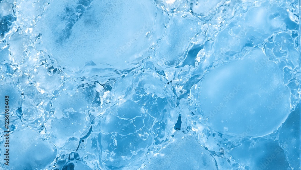 Abstract geometric patterns from melting ice shards refract light in water Abstract geometric patterns from melting ice shards refract light in water