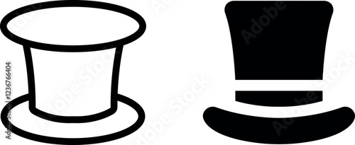Magician's Top Hat Vector Icon Set – Illusion, Magic, and Performance Symbols