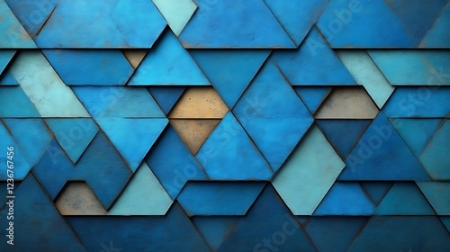 Abstract Blue Triangle Pattern Wall Design