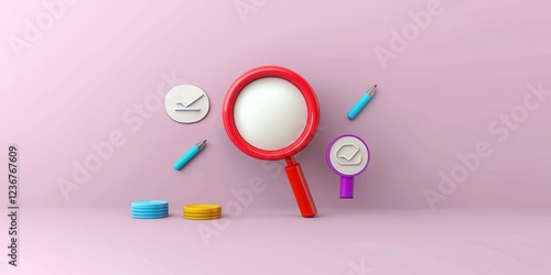 Wallpaper Mural Colorful Magnifying Glass and Office Supplies Setup Torontodigital.ca