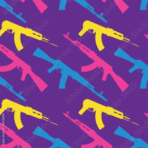 Army Kalashnikov AK rifle camouflage pattern. Weapons of the Soviet army. The legendary AKM assault rifle