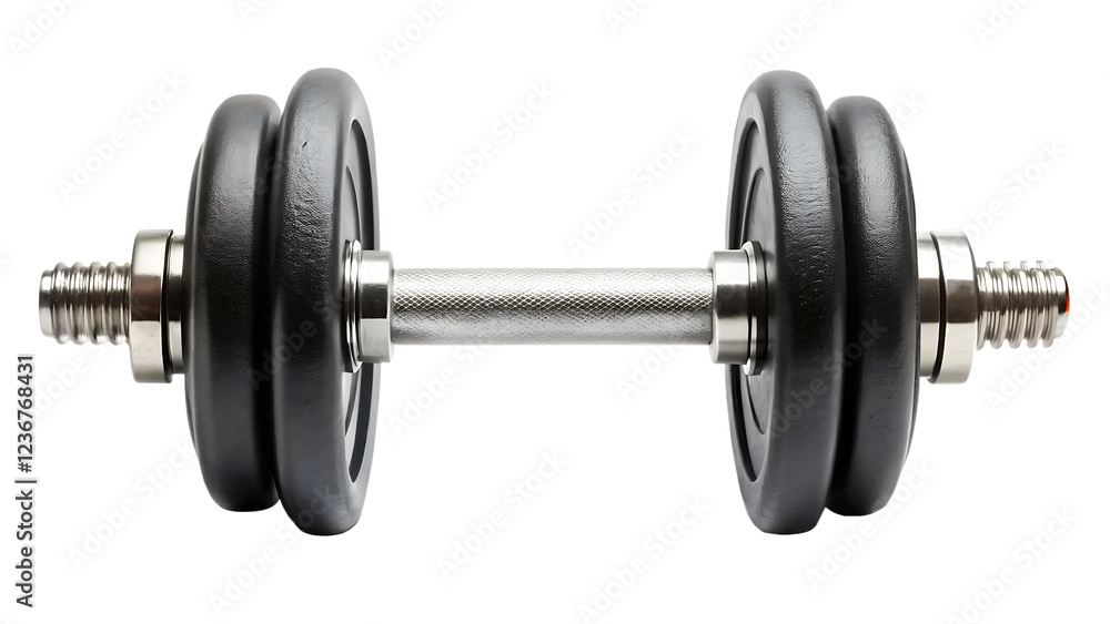Adjustable Metal Dumbbell for Strength Training isolated on white background as transparent. PNG.AI GENERATED Adjustable Metal Dumbbell for Strength Training isolated on white background as transparent. PNG.AI GENERATED
