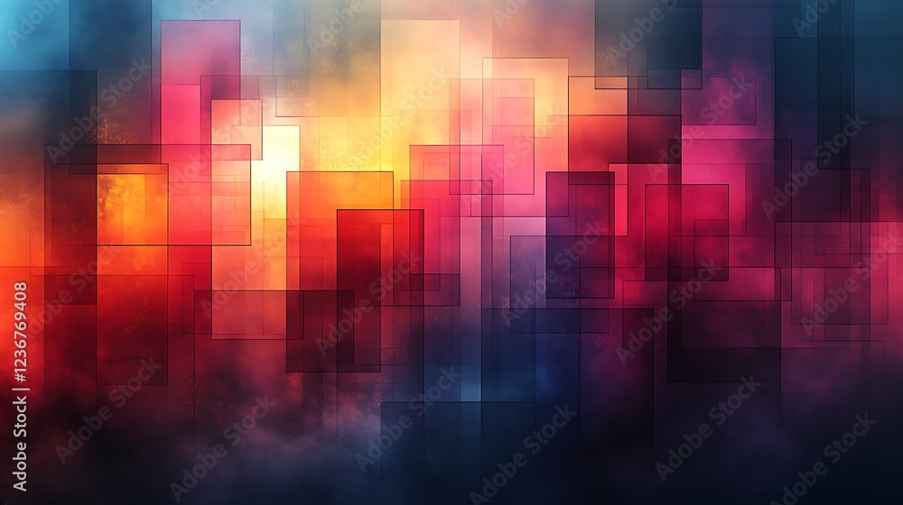 Abstract Geometric Composition with Warm and Cool Colors Abstract Geometric Composition with Warm and Cool Colors