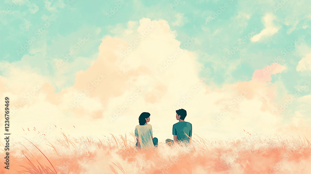 A quiet, peaceful moment between two people A quiet, peaceful moment between two people