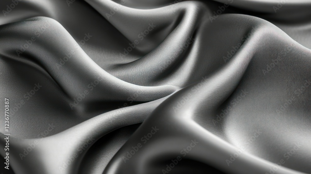 Fototapeta premium Draped Gray Satin Fabric Close-up; Elegant Texture Background
