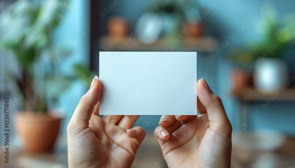 A person is holding a white card in their hand A person is holding a white card in their hand