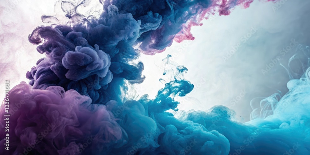 Fototapeta premium Moody abstract art featuring swirling clouds of blue and purple ink, atmospheric, swirly, blue, abstract, artwork