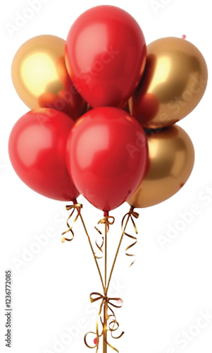 Realistic Helium Balloon PNG file- Blue, Red, Gold, Pink, Pastel & Heart-Shaped Foil