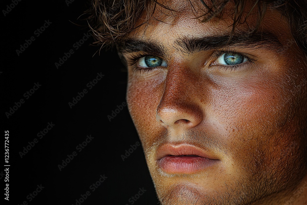 Obraz premium A Close Up Portrait Of A Man With Striking Blue Eyes